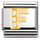 030301/06 Classic LETTERS,S/steel,Bonded Yellow Gold,CZ F