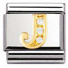 030301/10 Classic LETTTERS,S/Steel,Bonded Yellow Gold CZ J