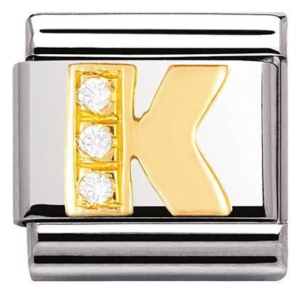 030301/11 Classic LETTERS,S/Steel,Bonded Yellow Gold,CZ K