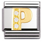 030301/16 Classic LETTERS,S/Steel,Bonded Yellow Gold CZ P