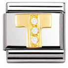 030301/20 Classic LETTERS,S/steel,Bonded Yellow Gold CZ T