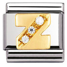 030301/26 Classic LETTERS,S/steel,Bonded Yellow Gold CZ Z - SayItWithDiamonds.com