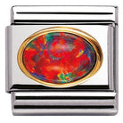 030502/08 Classic oval hard stones,S/Steel,Bonded Yellow Gold RED OPAL - SayItWithDiamonds.com