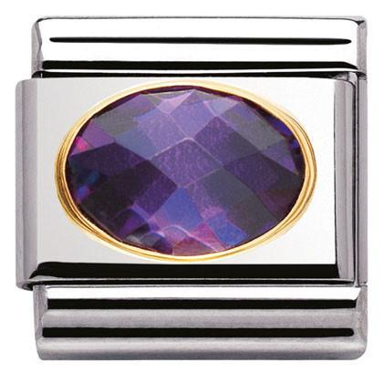 030601/001 Classic FACETED CZ Purple S/Steel, Bonded Yellow Gold - SayItWithDiamonds.com