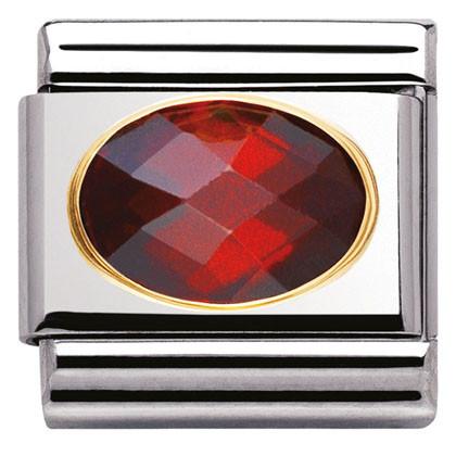 030601/005 Classic FACETED CZ Red S/Steel, Bonded Yellow Gold - SayItWithDiamonds.com