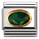 030601/027 Classic FACETED CZ stone,Emerald Green S/Steel, Bonded Yellow Gold - SayItWithDiamonds.com