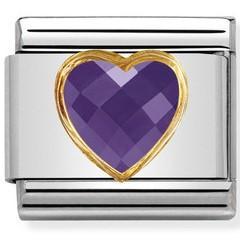 030610/001 Classic S/Steel, Bonded Yellow Gold & Heart Faceted CZ Purple - SayItWithDiamonds.com
