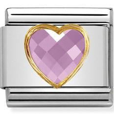 030610/003 Classic S/Steel, Bonded Yellow Gold & Heart Faceted CZ Pink - SayItWithDiamonds.com