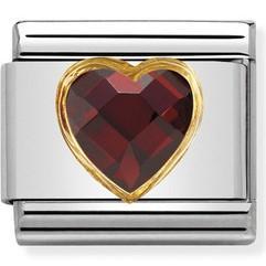 030610/005 Classic S/Steel, Bonded Yellow Gold & Heart Faceted CZ Red - SayItWithDiamonds.com