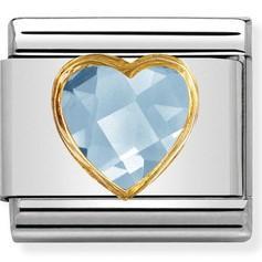 030610/006 Classic S/Steel, Bonded Yellow Gold & Faceted Heart CZ Lt Blue - SayItWithDiamonds.com