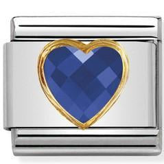 030610/007 Classic S/Steel, Bonded Yellow Gold & Heart Faceted CZ Blue - SayItWithDiamonds.com