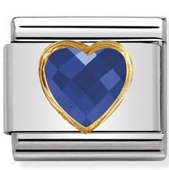 030610/007 Classic S/Steel, Bonded Yellow Gold & Heart Faceted CZ Blue - SayItWithDiamonds.com