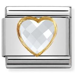 030610/010 Classic S/Steel, Bonded Yellow Gold & Heart Faceted CZ White