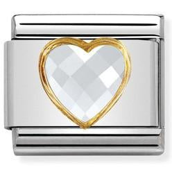 030610/010 Classic S/Steel, Bonded Yellow Gold & Heart Faceted CZ White - SayItWithDiamonds.com