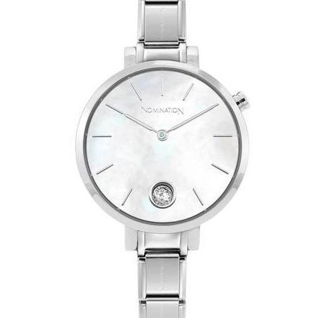 076033/008 Paris Round Watch, Mother of Pearl Face & CZ - SayItWithDiamonds.com