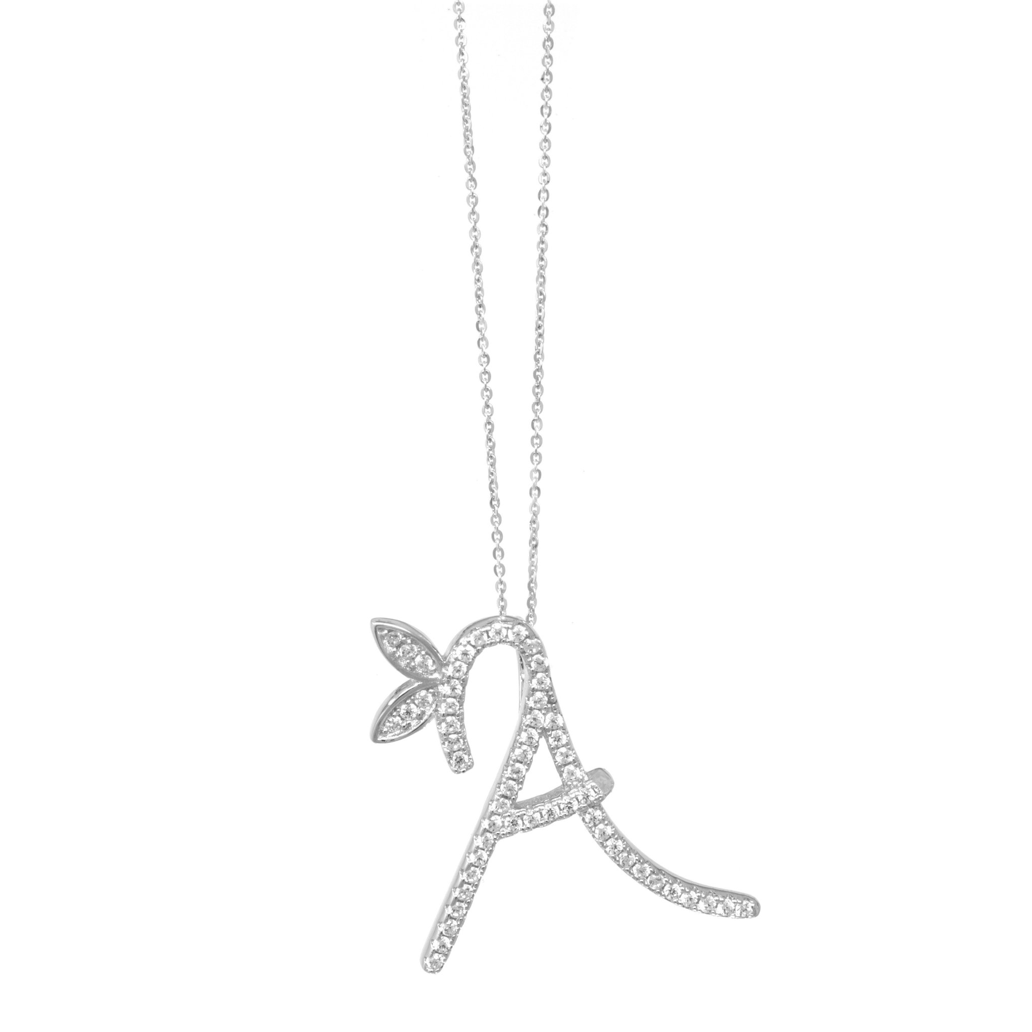 1 Inch Winged Diamond Initial Necklace - 18ct Gold