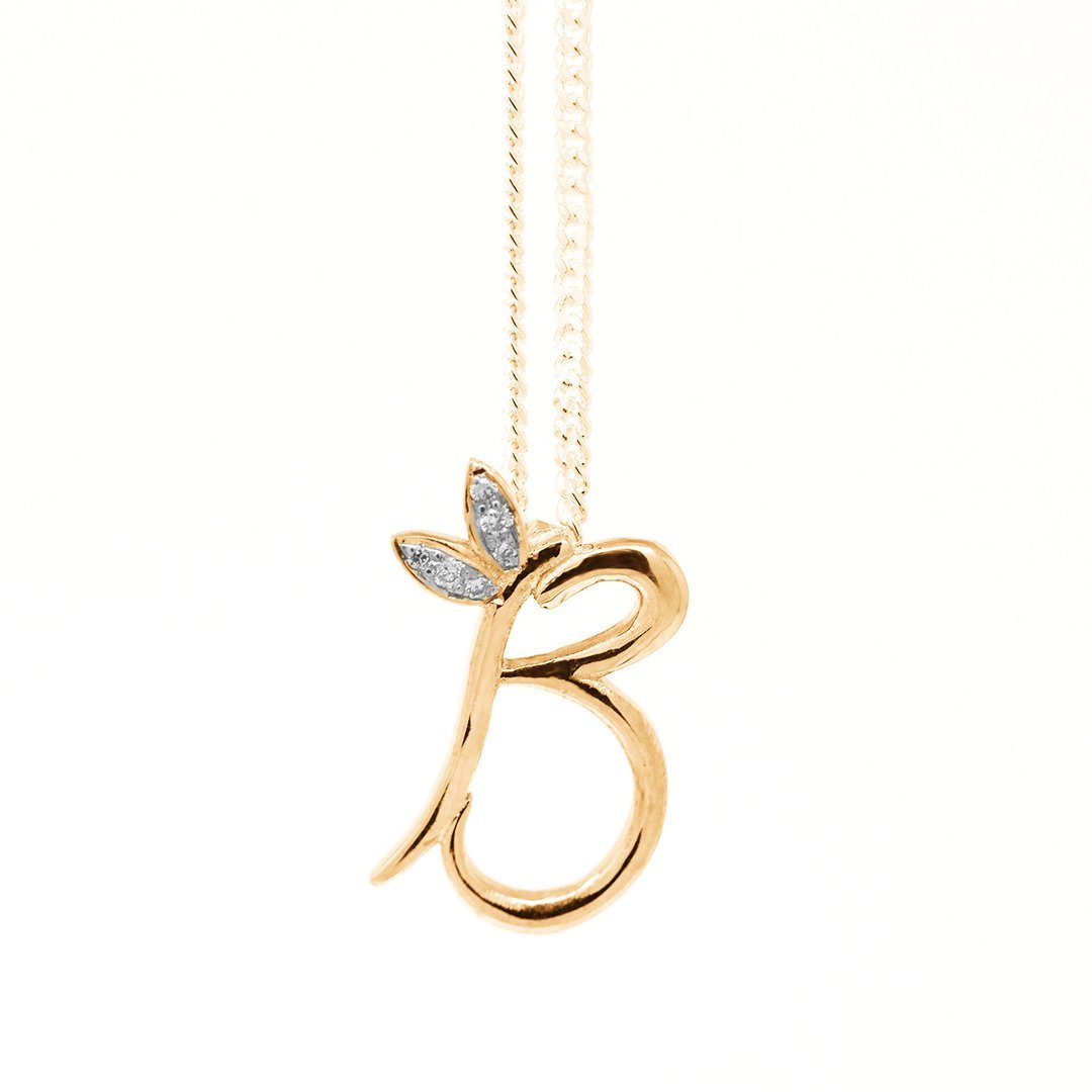 18ct Yellow Gold Winged Initial Necklace