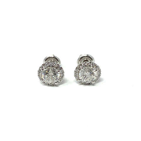 2ct Diamond Halo Earrings
