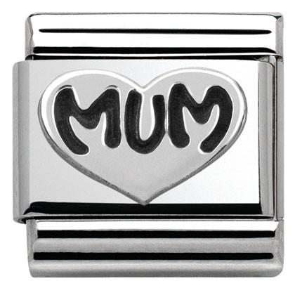330101/12 Classic OXIDIZED,S/steel,sterling silver Mum Heart
