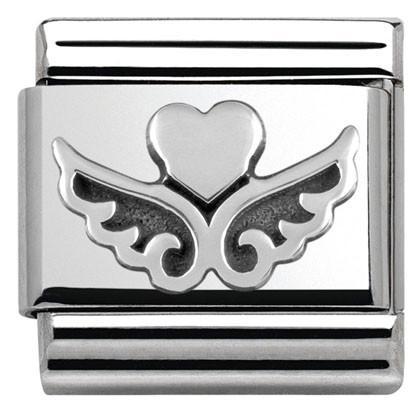 330101/13 Classic OXIDIZED ,S/Steel,silver Heart with wings - SayItWithDiamonds.com