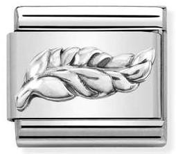 Classic Oxidized Steel Link 925 Feather Charm