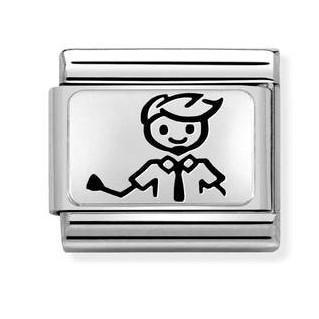 Classic Oxydised Link Steel Dad Charm