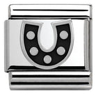 330202/08 Classic,S/steel,enamel, silver 925 Black Horseshoe