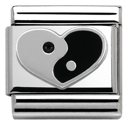 330202/20 Classic S/steel,enamel,silver 925 Ying Yang heart - SayItWithDiamonds.com