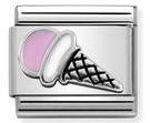 330202/44 Classic S/steel,enamel,silver, Pink Ice Cream