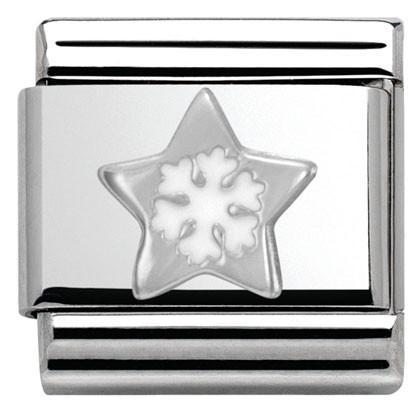330204/01 Classic CHRISTMAS S/Steel,enamel,silver 925 Star with Snowflake - SayItWithDiamonds.com