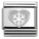330204/02 Classic CHRISTMAS S/steel,enamel,Silver 925 Heart with Snowflake - SayItWithDiamonds.com