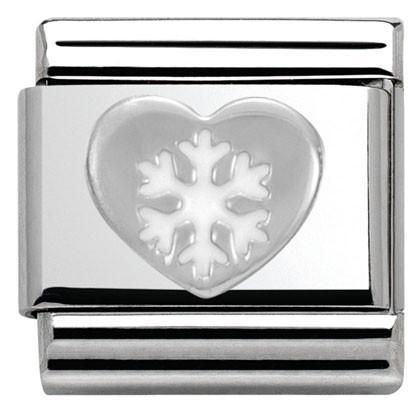 330204/02 Classic CHRISTMAS S/steel,enamel,Silver 925 Heart with Snowflake - SayItWithDiamonds.com