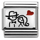 330208/10 CL OXIDIZED PLATES,steel,enamel, 925 silver Couple with heart - SayItWithDiamonds.com