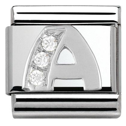 330301/01 Classic LETTER S/steel. Cub. zirc,925 silver A