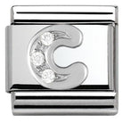 330301/03 Classic LETTER S/steel. Cub. zirc,925 silver C - SayItWithDiamonds.com