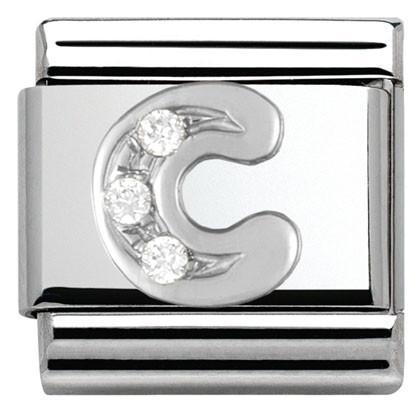 330301/03 Classic LETTER S/steel. Cub. zirc,925 silver C