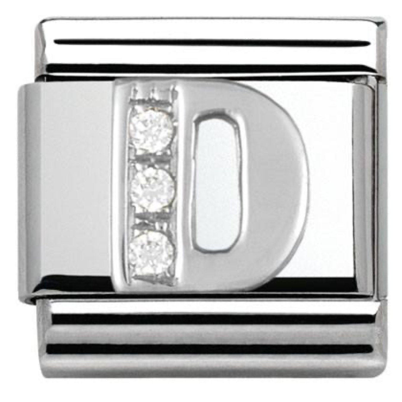 330301/04 Classic LETTER S/steel. Cub. zirc,925 silver D