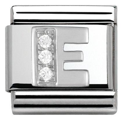 330301/05 Classic LETTER S/steel. Cub. zirc,925 silver E
