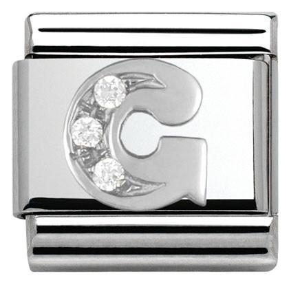 330301/07 Classic LETTER S/steel. Cub. zirc,925 silver G