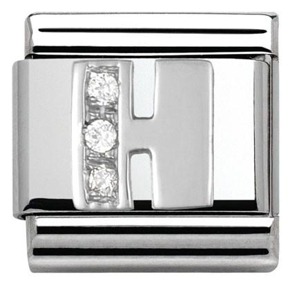 330301/08 Classic LETTER S/steel. Cub. zirc,925 silver H