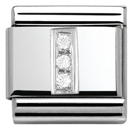 330301/09 Classic LETTER S/steel. Cub. zirc,925 silver I