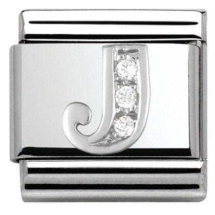 330301/10 Classic LETTER S/steel. Cub. zirc,925 silver J