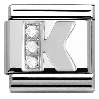 Nomination Classic Silver Letter 'K' CZ Link