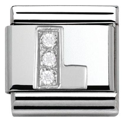 330301/12 Classic LETTER S/Steel. Cub. zirc,925 silver L