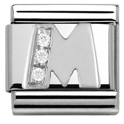 330301/13 Classic LETTER S/Steel. Cub. zirc,925 silver M