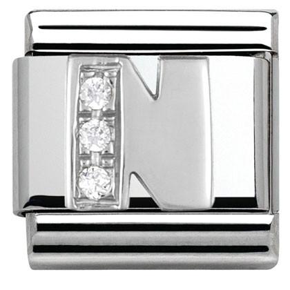 330301/14 Classic LETTER S/Steel. Cub. zirc,925 silver N