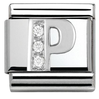 330301/16 Classic LETTER S/steel. Cub. zirc,925 silver P