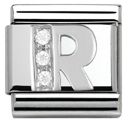 330301/18 Classic LETTER S/steel. Cub. zirc,925 silver R