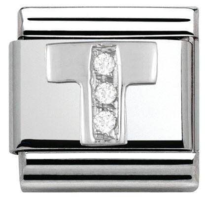 330301/20 Classic LETTER S/steel. Cub. zirc,925 silver T - SayItWithDiamonds.com