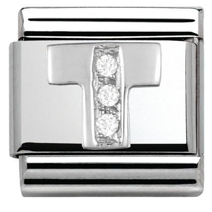 330301/20 Classic LETTER S/steel. Cub. zirc,925 silver T